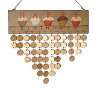 Calendrier Mural en Bois, Bois D’anniversaire Rappel Calendrier, Bois Calendrier de Rappel Conseil, Plaque d'anniversaire pour Cadeau de Bricolage, pour Décoration de Maison, Fête d'Anniversaire (A)