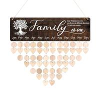 Calendrier Mural en Bois D’anniversaire Rappel Calendrier, Bois Calendrier de Rappel Conseil, Plaque d'anniversaire pour Cadeau de Bricolage, pour Décoration de Maison, Fête d'Anniversaire (B)