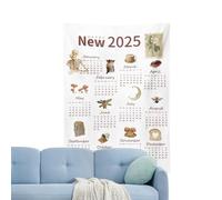 Calendrier mural en tissu 2025, serviette calendrier pour 2025 - Calendrier mensuel des serviettes murales avec tapisserie | Nouveautés Année Calendrier Populaire Wall Art Femme Granny Torchon