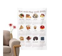 Calendrier mural en tissu 2025, serviette calendrier pour 2025 - serviette calendrier mensuel en tissu, calendrier annuel pour 2025 | art mural créatif, cadeau pour femme, grand-mère