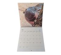 Calendrier Mural,Éphéméride Mensuel Accrochable - Illustrations Drôles d'Hippopotames Agenda Décoratif pour Enseignants Adolescents Amis Adultes Étudiants Salle à Manger