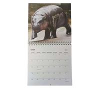 Calendrier Mural | Éphéméride Mensuel Accrochable | Illustrations Drôles d'Hippopotames Agenda Décoratif pour Enseignants Adolescents Amis Adultes Étudiants Salle à Manger