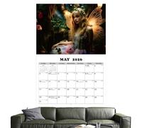 Calendrier mural Fée 2026 - Calendrier mural mensuel avec scènes de fée, calendriers artistiques pour la maison, art fantaisie, décorations mythiques pour bureau, chambre