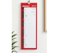 Calendrier mural fin 2027 - 33 x 11 cm - Planificateur mensuel à suspendre, un mois par page, dates et jours fériés au Royaume-Uni, espace pour les notes, planificateur 2028, organiseur de cuisine
