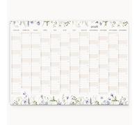 Calendrier mural français avec les jours fériés 2026 50x70 cm avec des fleurs à l'aquarelle - Planificateur annuel Premium pour toutes les dates