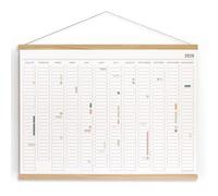 Calendrier mural français avec les jours fériés 2026 avec set d'autocollants et support en chêne - 50x70 cm