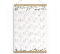 Calendrier mural français avec les jours fériés 2026 avec support en chêne - 50x70 cm