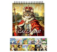 Calendrier Mural Fun Crown Cat 2027, Calendrier Mural Relié De 12 Mois | Calendrier Mural Sur Le Thème Des Animaux Pour Noter Vos Rendez Vous, Anniversaires, Dates Importantes Et Jours Fériés