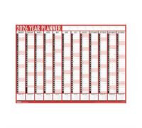 Calendrier mural hebdomadaire 2026 rouge - Une semaine par page 5 colonnes - Calendrier familial A4 à suspendre 210 x 296 mm - Vacances au Royaume-Uni et en Irlande pour la maison, le bureau, l'école