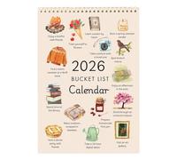 Calendrier mural inspirant 2026 et planificateur d'objectifs | Planificateur de liste de seau de 12 mois pour une vie consciente | Art mural de motivation illustré pour la maison,le bureau et la salle