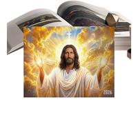 Calendrier mural Jésus 2026 - Outil de planification de l'emploi du temps chrétien - Calendrier religieux | Pour la maison, le bureau, le studio, l'église, le dimanche, l'école, la salle de classe