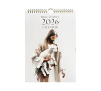 Calendrier mural Jésus 2026 - Planificateur chrétien - Design à suspendre - Œuvre d'art religieuse décorative - Utilisation à la maison ou au travail - 22 x 28 cm - Blanc