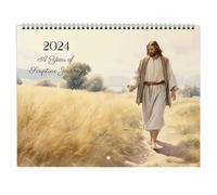 Calendrier mural Jésus-Christ 2024 - Papier 29 x 21 cm | Calendrier moderne et simple, biblique et artistique | Décoration murale, thème sermon, affiche de Jésus et idée cadeau pour