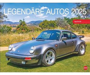 Calendrier mural légendaire 2025 : calendrier mural exclusif avec 12 voitures de rêve et voitures cultes. Calendrier photo 2025 de qualité supérieure avec voitures anciennes. 44 x 34 cm.