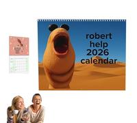 Calendrier mural Marcus the Worm 2026, avec une illustration ludique et un fermoir métallique robuste, agenda de jeu de 12 mois avec Robert Help Thème Internet Joke (1pcs)