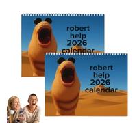 Calendrier mural Marcus the Worm 2026, avec une illustration ludique et un fermoir métallique robuste, agenda de jeu de 12 mois avec Robert Help Thème Internet Joke (2pcs)