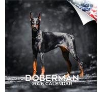 Calendrier mural mensuel 2025-2026 Doberman - 30,5 x 61 cm ouvert - Papier épais sans bavure - Cadeau - Calendrier de planification et planification des enseignants - Fabriqué aux États-Unis