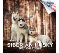 Calendrier mural mensuel 2025-2026 Husky de Sibérie - 30,5 x 61 cm ouvert - Papier épais sans bavure - Cadeau - Calendrier de planification et planification des enseignants - Fabriqué aux États-Unis