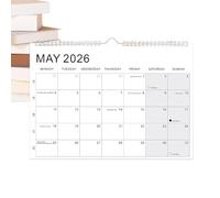 Calendrier mural mensuel 2026-2027 - 30 x 21 cm, planificateur 18 mois, blocs lignés avec phase des vacances et lunaire | Organiseur pour listes de choses à faire, planification des rendez-vous, de