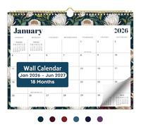 Calendrier mural mensuel 2026-2027, de janvier 2026 à juin 2027, 29,2 x 37,3 cm, calendrier mural à spirale, parfait pour la maison ou le bureau, floral luxe