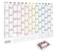 Calendrier mural mensuel 2026 - 73,7 x 50,8 cm - Grand carnet de | Calendrier quotidien pour le nettoyage de la maison, les exercices, les vacances, les fêtes, les anniversaires, les voyages