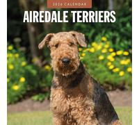 Calendrier mural mensuel 2026 Airedale Terriers Red Robin | 30,5 x 61 cm ouvert | Papier épais et robuste de qualité supérieure | Calendrier de 12 mois à suspendre | Notes lignées et zone de choses à