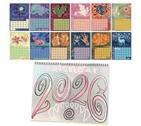 Calendrier mural mensuel 2026 - Esthétique | Planificateur du Nouvel An avec de beaux motifs, idéal pour la maison, le dortoir, l'appartement, la maison, la chambre, la salle de séjour, la garderie