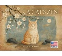 Calendrier mural mensuel 2027 avec citations inspirantes - Motif chat zen paisible