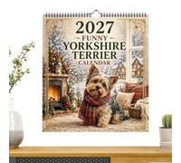 Calendrier mural mensuel à spirales sur le thème des chiens | Calendrier familial 2027 mural pour maison, cuisine, dortoir, appartement, lieu de travail, école, salle de classe, studio