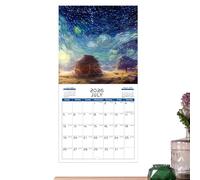 Calendrier mural mensuel artistique avec illustrations scéniques, agenda amusant pour étudiants, enseignants et maison à l'école, chambre ou cuisine