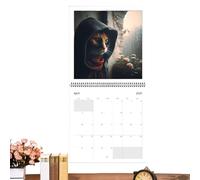 Calendrier mural mensuel - Calendrier mensuel mural - Illustrations de chat amusant - Design médiéval pour adultes, adolescents, enfants, étudiants, enseignants, amoureux des animaux domestiques
