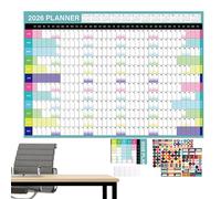 Calendrier Mural Mensuel - Calendrier Mural Annuel 365 Jours Planner Poster | Grand Agenda Format A2 pour École Famille et Anniversaires avec Autocollants