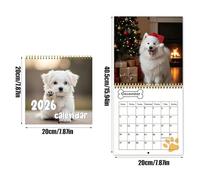 Calendrier mural mensuel pour chiots 2026 avec grands carreaux pour préparer des fêtes, réunions d'équipe, salle de classe, travail, gymnastique