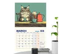 Calendrier mural mignon, outil de planification portable, 28 x 21 cm sur le thème du chat avec dates, organisateur mensuel décoratif, calendrier d'intérieur avec design compact, fournitures