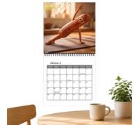 Calendrier mural Motif saucisse Yoga Grands blocs | Calendrier mensuel 2027 - Décoration murale pour la maison, le bureau, l'école, la salle de classe, l'université, le bureau