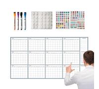 Calendrier mural non daté - 140 x 86 cm - Planificateur réutilisable effaçable à sec, grand tableau blanc magnétique | Organiseur polyvalent pour étudiants, enseignants, hommes, femmes, travail, étude
