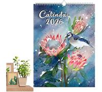 Calendrier mural Oiseaux 2026 - 12 mois - Alliant esthétique et praticité - Idéal pour organiser son emploi du temps - Décoration