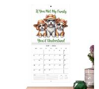 Calendrier mural - Planificateur A4 | Calendrier mensuel des chiens amusants, tableau blanc amusant pour l'organisation du réfrigérateur, suivi académique pour les bureaux à domicile, les vacances et