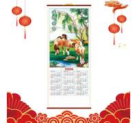 Calendrier mural | Planificateur mensuel, année du cheval traditionnel chinois déchirable | Pour bureau, salle de ortoir, maison, Nouvel An chinois, restaurant