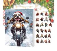 Calendrier mural, planificateur mensuel de 24 jours tour chien, faveurs ye fête xe fenêtre avec ornements acryliques 2D, calendriers à rebours pour le plaisir des vacances festif, charme fe moto,