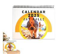 Calendrier mural pour chats 2025 - Planificateur mensuel - Calendrier arrière de chat - Planificateur d'horaire suspendu pour décoration de la maison - Calendrier carré vertical 2025