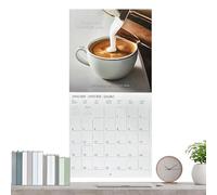 Calendrier mural pour l'année 2026 | Bloc-notes organiseur avec thème café - Calendrier mural mensuel - pour enfants, enseignants, utilisation en intérieur, école, salle de classe, bureau, maison