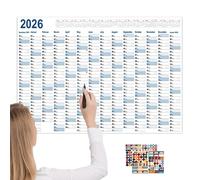 Calendrier mural quotidien - Calendrier mural annuel | Grand planificateur 2026 créatif pour studio bureau chambre dortoir classe salle de gym projets cuisine maison