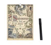 Calendrier mural shakespeare 2027, 12 pièces classiques de shakespeare (1pc)