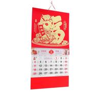 Calendrier Mural Traditionnel Année du Cheval en Papier Rouge | Décoration Murale Nouvel An Chinois, Informations Lunaires et Conseils Quotidiens, pour Famille et Associés