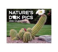 Calendrier naturel 2026 - Planificateur mensuel inapproprié - Calendrier mural amusant en forme de cactus pour adultes - Cadeau amusant