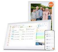 Calendrier numérique de 15,6" avec écran tactile et synchronisation des | Pas de frais d'abonnement, idéal pour planificateur familial, alertes vocales et rappel de conflit, cadre photo de 32 Go