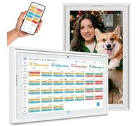 Calendrier numérique de 39,6 cm et tableau des corvées, écran tactile intelligent 1080p Full HD Wi-Fi intelligent pour horaires familiaux et planification des repas, fonction cadres photo AI avec