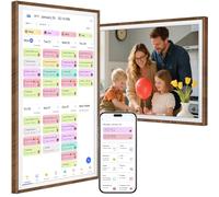 Calendrier numérique de 68,6 cm avec écran tactile - Affichage interactif Full HD, planificateur familial à montage mural et de bureau, liste de choses à faire et planificateur de repas, cadre photo