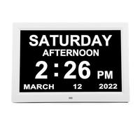 Calendrier Numérique Réveil, Grand écran de 12 Pouces, Am PM, Alarmes Multiples, 3 Rappels de Médicaments pour Les Personnes âgées Atteintes de Démence, Bureau, Montage Mural